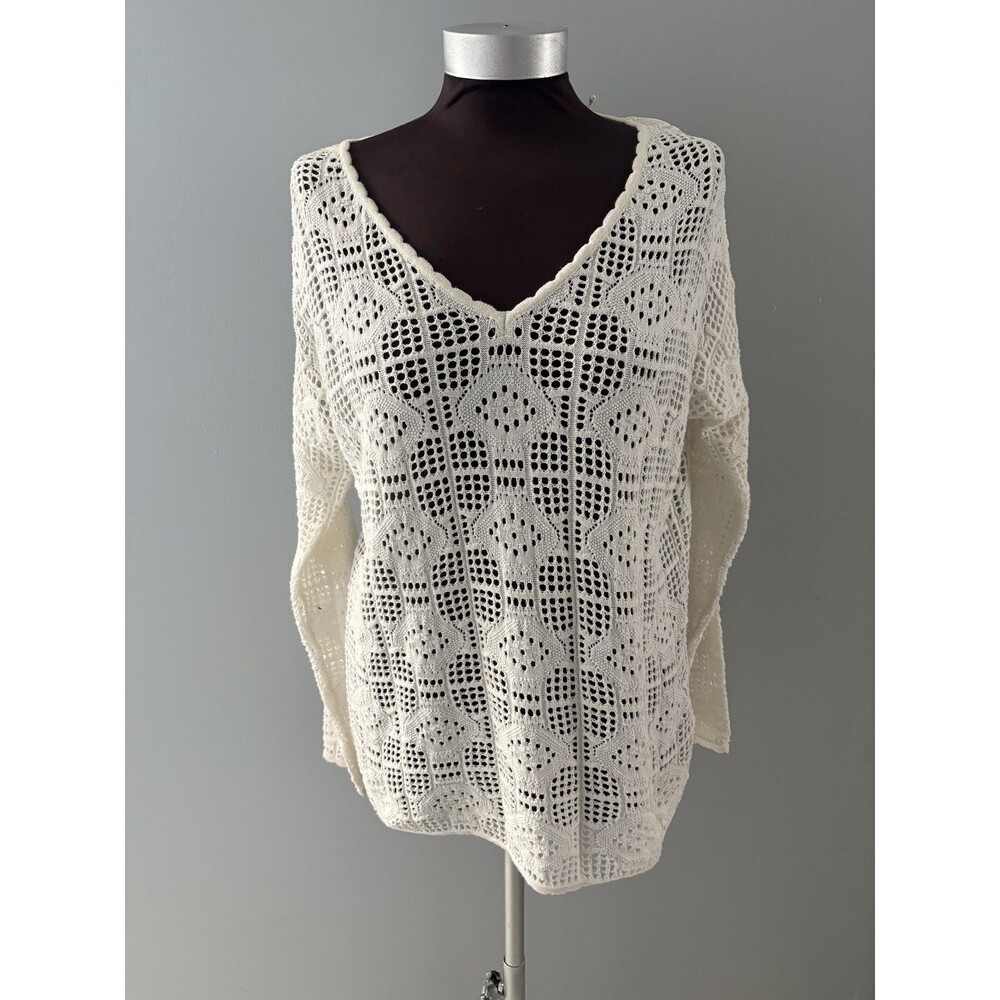 Soft Surroundings Top Womens XS Oversize Crochet Boho Coverup Coastal *